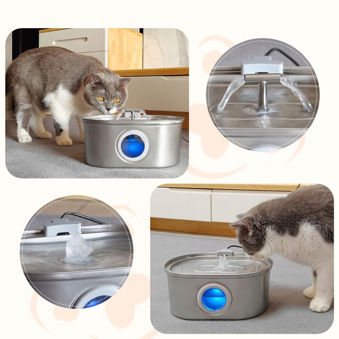 Поїлка-фонтан WINDE, металева, 3200 мл