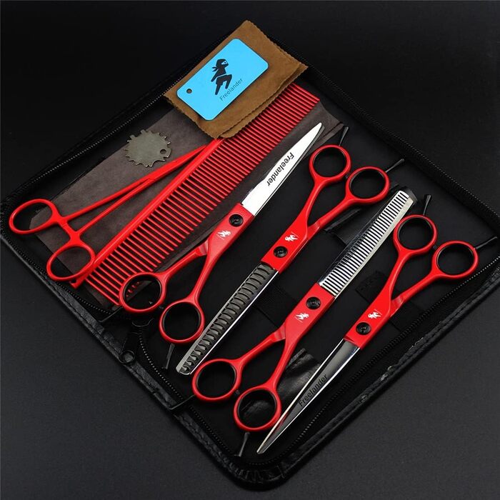 Набір для грумінгу собак та котів: професійний тример 7 дюймів, 6Cr сталеві ножиці для догляду за тваринами