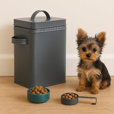 Металева коробка Relaxdays 6,5 л з дозатором для кормів та продуктів, герметична, біла