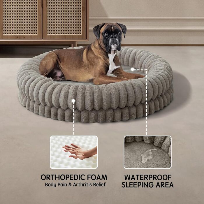 Кругле ортопедичне ліжко для собак BALANCE, для маленьких собак, кошенят та цуценят, з неслизьким дном, 60х60 см, колір: вівсянка