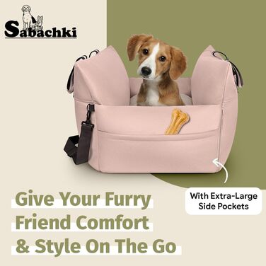 Автокрісло для собак (водонепроникний бустер) з ручками та кишенями, до 13,6 кг – рожевий