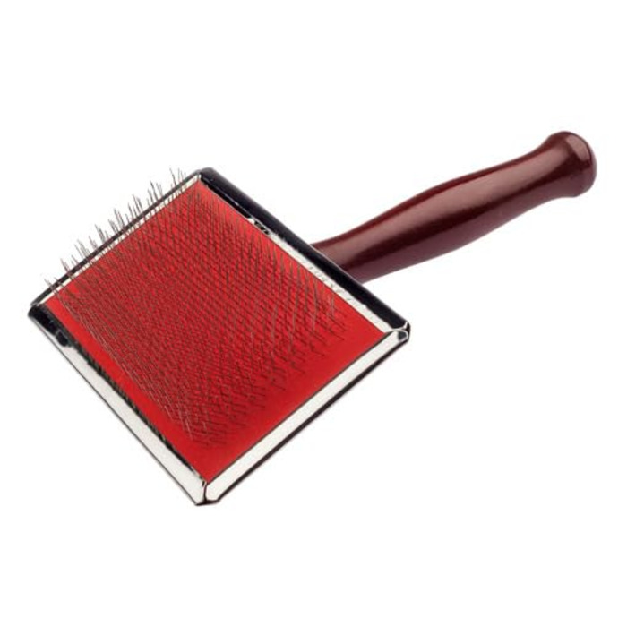 Щітка для собак EHASO Extra Lifetime Soft, велика, для короткої та середньої шерсті, з нержавіючими щетинами та ергономічною ручкою з дерева, для видалення підшерстка