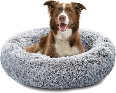 Ортопедичне ліжко для собак та котів Pisi Bili, 70 см, сіре, миється, м'яке, донат