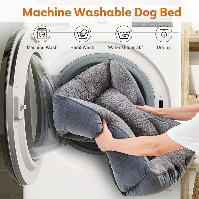 Крісло-ліжко для собак великих порід, м'яке, тепле, сіре, 76x61x23 см, з антиковзною основою