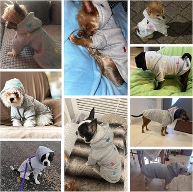 Флісовий теплий костюм-піжама для собак - флісовий худі для маленьких та середніх собак, Французький бульдог, Даксель, Чихуахуа, сірий колір
