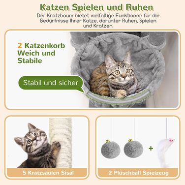 Драбина-будинок для котів Globlazer S74 XXL (188 см, сірий) - міцна, кутова, з будиночком та платформами