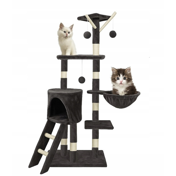 Ігровий комплекс для котів: дерево-драпалка з будиночком та лежаком, 138 см, F014