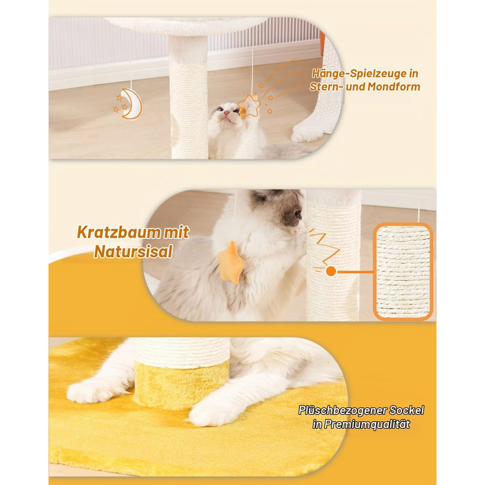 Дряпалка-комплекс для котів Happi N Pets у формі хмаринки з ліжком та іграшками, сизалевий котячий дерево-тур для кошенят та дорослих котів, 71 см