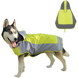 Водонепроникний дощовик для собак, регульований, з відбиваючими смугами та капюшоном, для прогулянок на відкритому повітрі, для маленьких, середніх та великих собак (зелений, XXL)