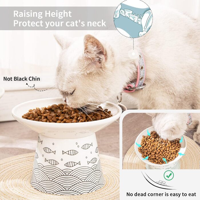 Керамічна миска для котів OMAYKEY з широким дном, 16,5 см: для комфортного харчування та захисту шиї