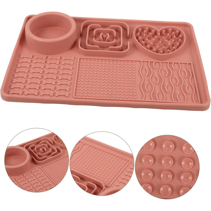 Килимок для собак та котів з присосками, силікон харчового класу, анти-слиз, для повільного годування, нековзний, яскравий, для тварин