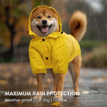 Дощовик для собак Navaris - водонепроникний дощовик для собак, зелений (M, жовтий)