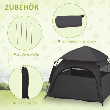 Палатка для собак PawHut - собачий домік, хатинка для котів на вулицю з сіткою, намет-тіпі для собак з сумкою, сонцезахисний дах для двору, вітальні, темно-сірий