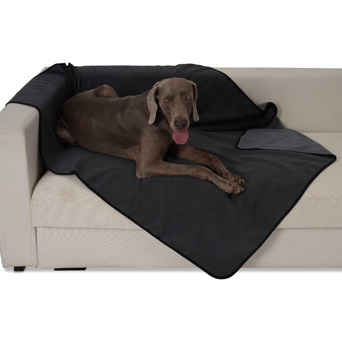 Водонепроникний коврик для собак PETTOM 100x75 см, м'який коврик для великих та маленьких собак, захисний коврик для дивану, ліжка, автокрісла, меблів - прання до 30°C (M, Сірий)