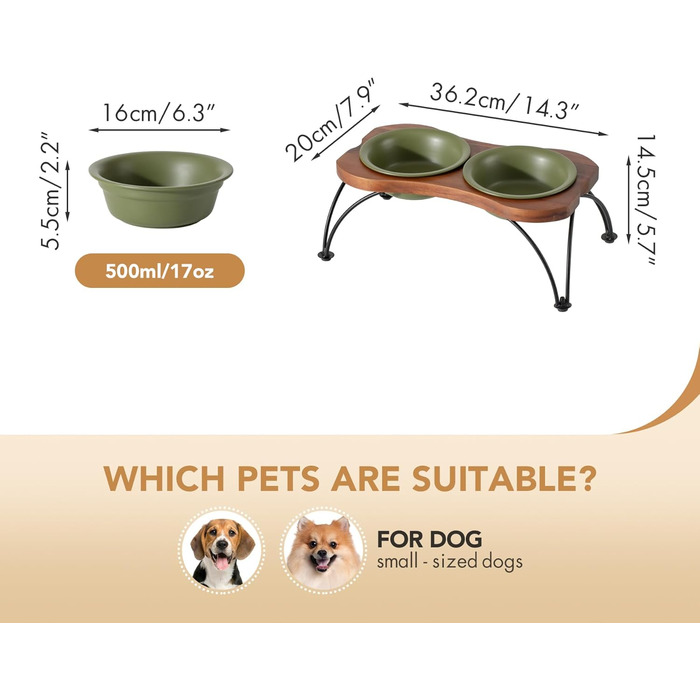 Набір мисок для собак Havnina Keramik 16 см (2 шт.) - для корму та води, широка відкрита, збірна, матово-білі