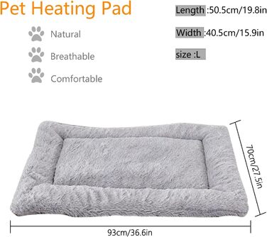 М'який килимок для собак, 70 x 93 см. Килимок для собак, лежанка, м'яка подушка з неслизьким дном для собак, котів, тварин. Розмір: L (Сірий)