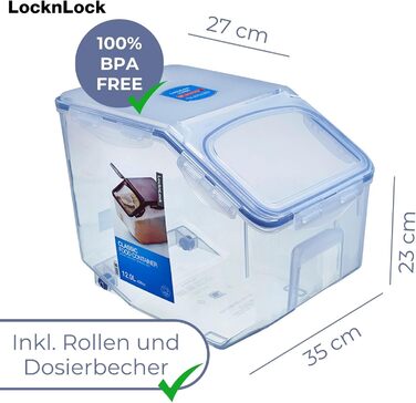 LocknLock Küchen Caddy 12L: Контейнер для зберігання продуктів з кришкою | 35 x 23 x 27 см
