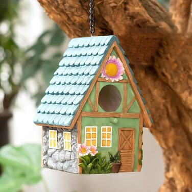 Дерев'яний будиночок для птахів з декоративним дахом, 21 x 15 x 13 см - ідеально для балкона та саду