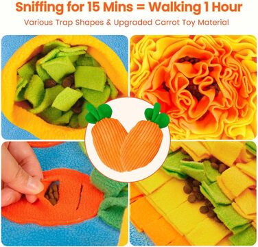 Килимок для носа для собак, великих собак/кішок/кроликів, з іграшкою-морквою, портативний Slow Feeder килимок для дому та вулиці, оранжевий, зелений, жовтий, блакитний 31'' X 19.7''
