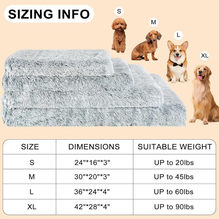 М'яке ортопедичне ліжко для собак середніх порід знімний, пральний чохол, собача коробка-ліжко, підтримка з пінополіуретану, плюшевий килимок з антиковзною основою (Сірий, 91,4 x 61 см)