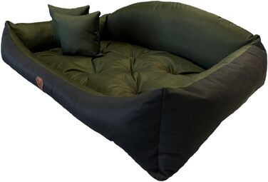 Ортопедичне ліжко для собак Dogs4Life: м'яке, миється, з можливістю персоналізації імені. Розміри S-XXL, колір хакі.