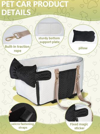 Автомобільний крісло для собак, переноска для маленьких собак до 5,9 кг, з м'яким, знімним, миючим подушечкою