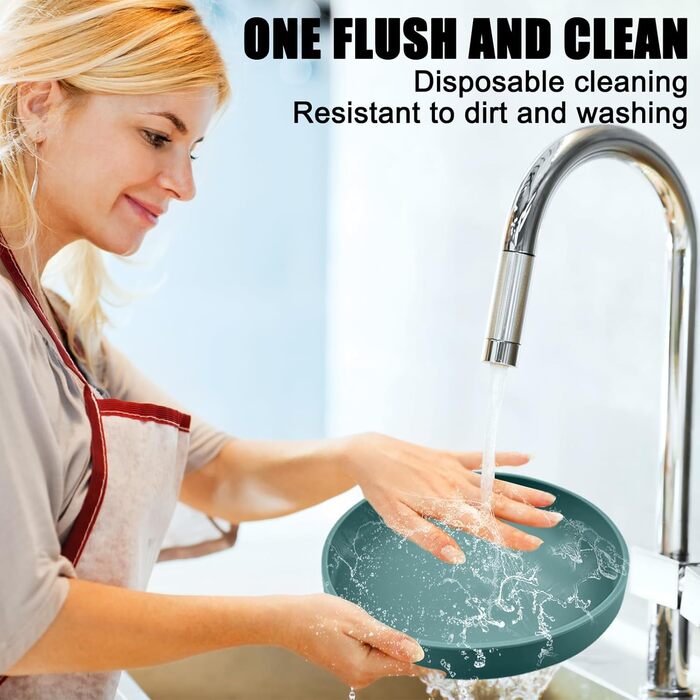 Набір з 4 миски для котів, 18 см, силікон, для сухого та вологого корму (темно-зелений, світло-рожевий, скандинавський блакитний)