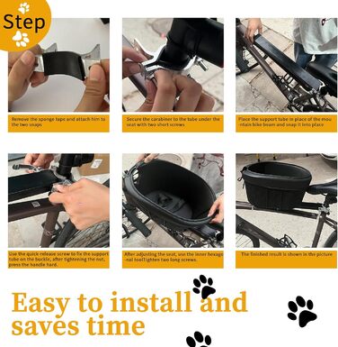 Велосипедний кошик для собак, регульований ремінь безпеки, чорна підкладка, для тварин до 6,8 кг (собаки, коти)