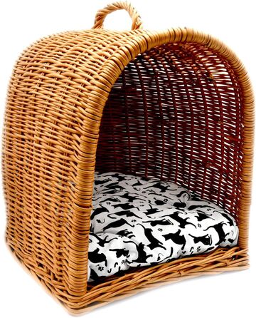 Транспортна переноска для кота MyBer® з плетіння лози, переноска для кота, котяча печера, переноска для дрібних тварин, K5-080-SK-SWKB
