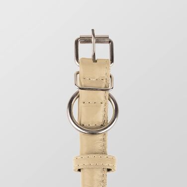 Шкіряний ошийник для собак CollarDirect, круглий, м'який, з роликом, ручної роботи, з натуральної шкіри, чорний, червоний, фіолетовий, синій (бежевий), розмір 15-18 см