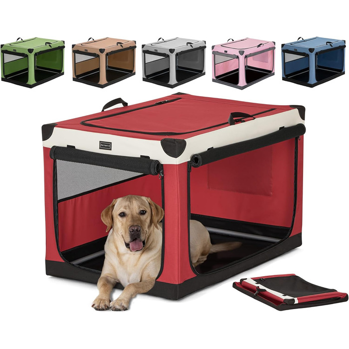 Транспортна переноска для собак Petsfit, велика, червона, розкладна, з міцної тканини та металевим каркасом