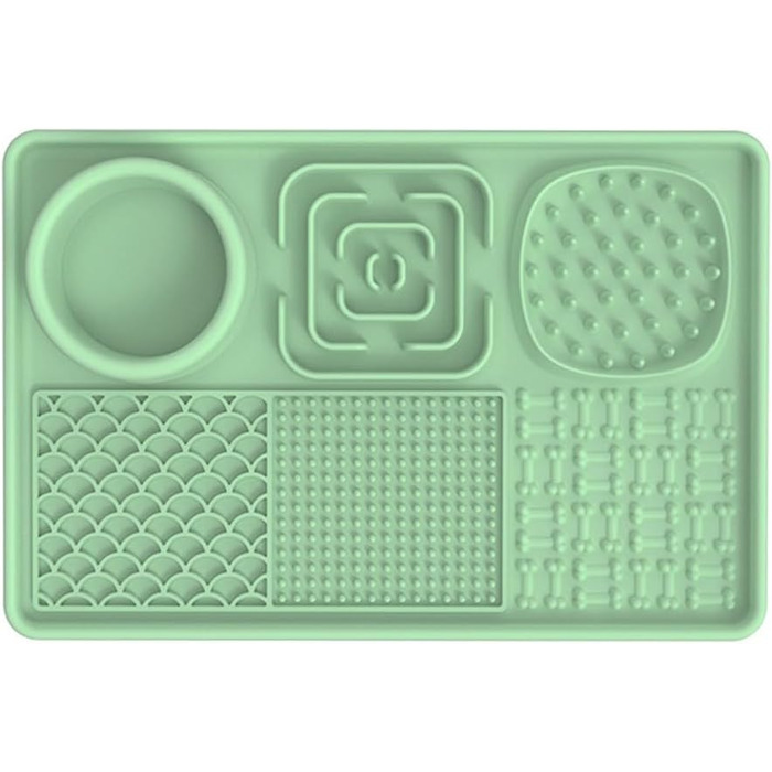 Килимок для собак та цуценят Leckmatten з присосками для повільного годування, купання та тренувань, зменшення тривоги (сірий, Green)