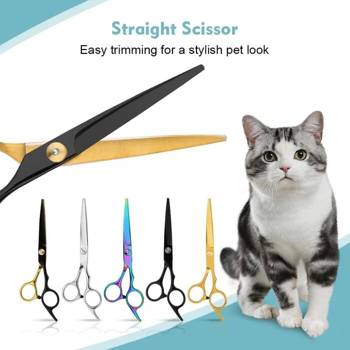 Набір професійних ножиць для собак 3 в 1 - Violett. Ножиці для грумінгу собак, котів та інших тварин. Прямі, зубчасті та вигнуті ножиці.