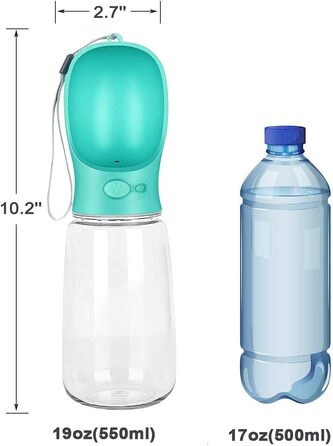 Складана пляшка для води для собак Emwel, 550 мл, витокозахисна, портативна, з годівницею для води та їжі, для прогулянок, походів, подорожей (550 мл, блакитна)