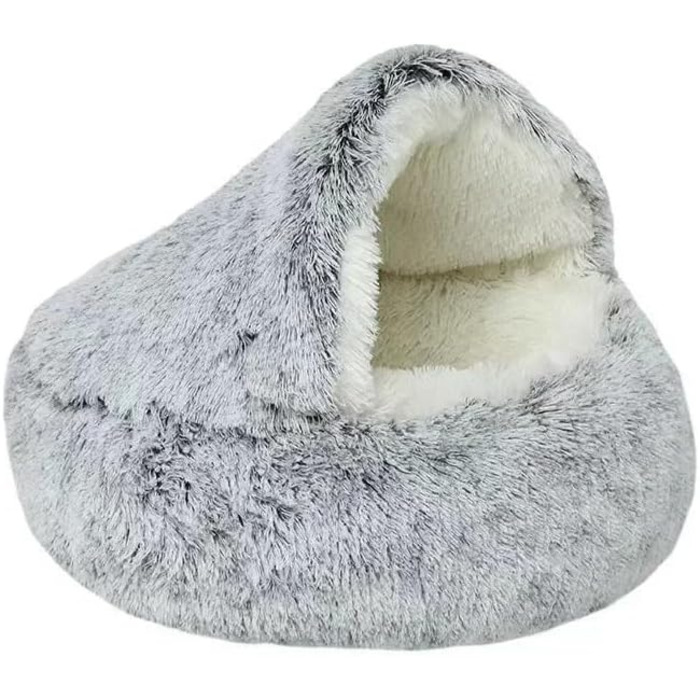 Ліжко для собак Zentaurus, середні породи, котяче ліжко, антистрес, плюш, сірий колір, розмір L (до 10 кг)