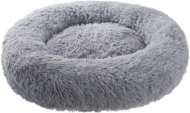Кругле ліжко для собак PETSTUFF, нековзке, пране, світло-сіре, 60 см