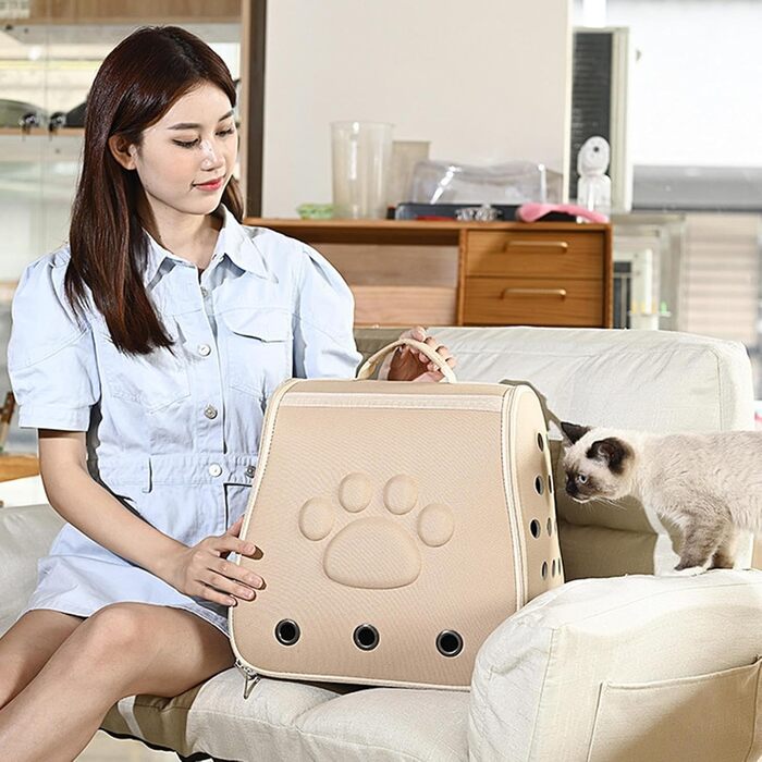 Транспортер для кошенят та цуценят - переноска для котів та собак, кавовий (хакі)