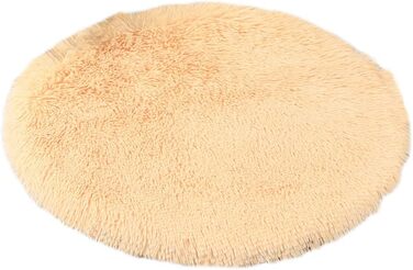 Кругла лежанка для собак та котів з штучного хутра, 80 см, колір шампань
