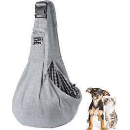 Тканина-слінг для цуценят, двостороння, звільняє руки для маленьких та середніх собак та котів, м'яка та зручна, регульована сумка на плече для прогулянок на вулиці, подорожей та покупок (сіра)