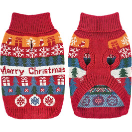 Теплий зимовий пуловер для собак з новорічним дизайном. Ідеальний для маленьких та середніх собак, чихуахуа. Зручний, з флісу, для святкування Різдва.