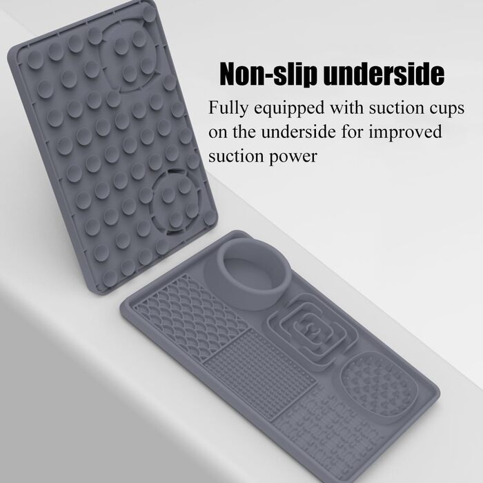 Лежанка-заспокійник для собак Bibykivn Schleckmatte з присосками (зелений+сірий, прямокутна)