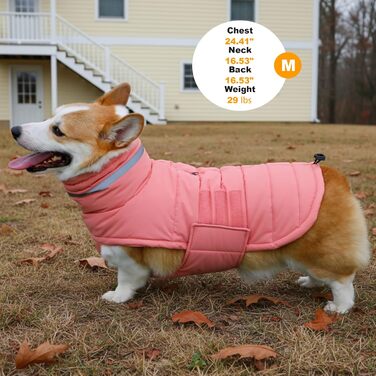 Водонепроникний зимовий одяг для собак, теплий вітрозахисний одяг з відбиваючими елементами та регульованим коміром, для маленьких собак, з застібкою-липучкою, розмір S (Рожевий 02, Small)