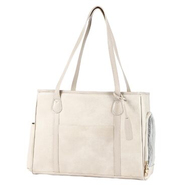 Сумка-переноска для собак та котів Monanller, шкіряна, для маленьких собак, кошенят, цуценят, схвалена авіаперевозниками, бежева