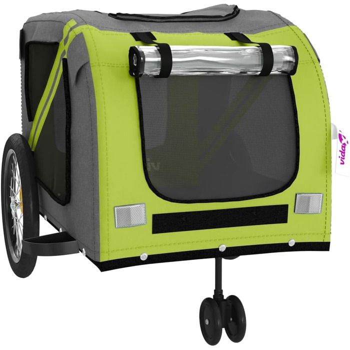 Причіп для велосипеда для собак та котів, зелений та сірий, Oxford-Gewebe та метал