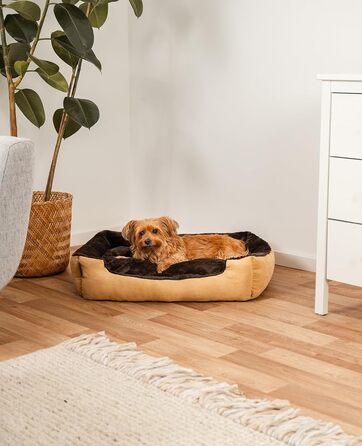 Килимок для собак Lionto з двостороннім подушкою та неслизьким дном, 75x60 см, бежевий/коричневий. Зручний лежак для собак та котів будь-якого віку.