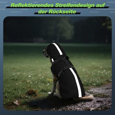 Водонепроникна куртка для собак OUOBOB з відбиваючими смугами, нагрудник H-подібної форми (D-кільце) та знімний капюшон з візором, ідеально підходить для середніх/великих собак [Неоновий зелений, розмір] Зелений (3XL, Чорний)