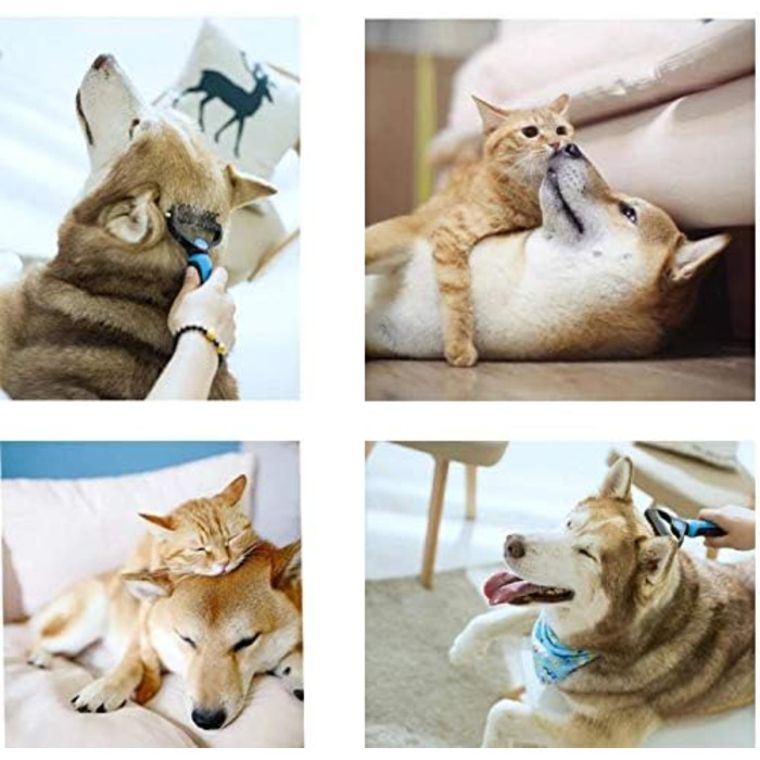 Щітка для вичісування підшерстка собак та котів з середньою та довгою шерстю - проти ковтунів та підшерстка (Блакитна)