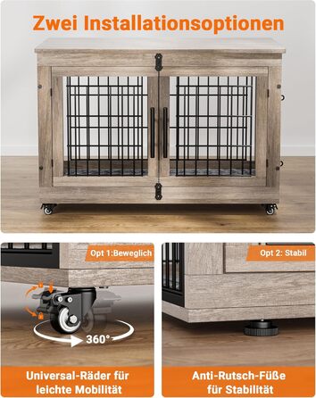 Кіяпал Будка для собак у дім з подушкою, сучасна будка для собак середніх та великих порід до 32 кг, 98x64x68 см, сіра