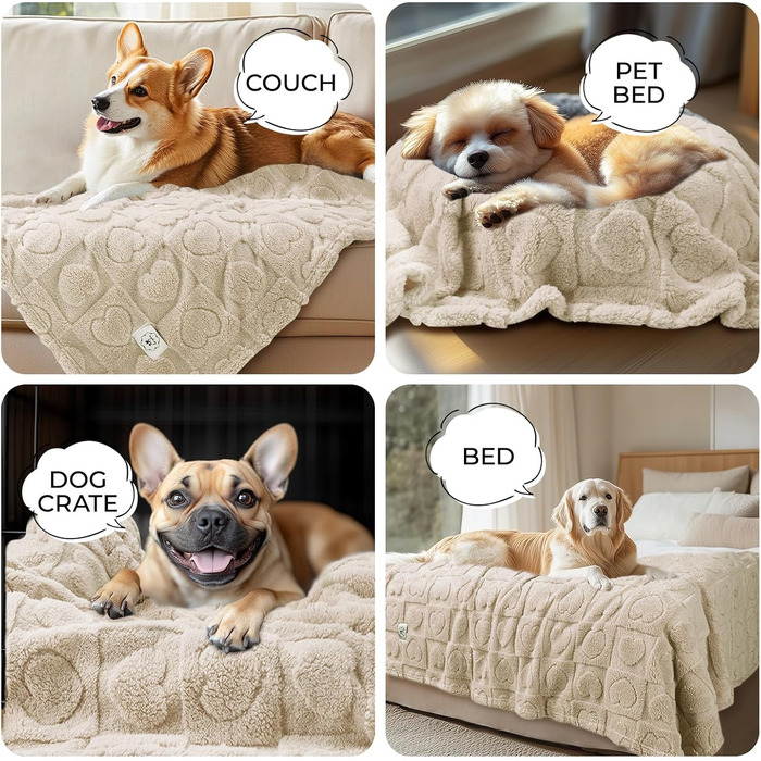 Плед для собак та котів Luciphia, 2 шт. у бежевому кольорі, 145x102 см (57x40 дюймів), прання можливе