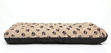 М'який лежак для собак, лежанка-софа для тварин, подушка для собак, корзина для собак, м'яке ліжко для собак, 90 x 60 см, бежевий, R1, з принтом лапок